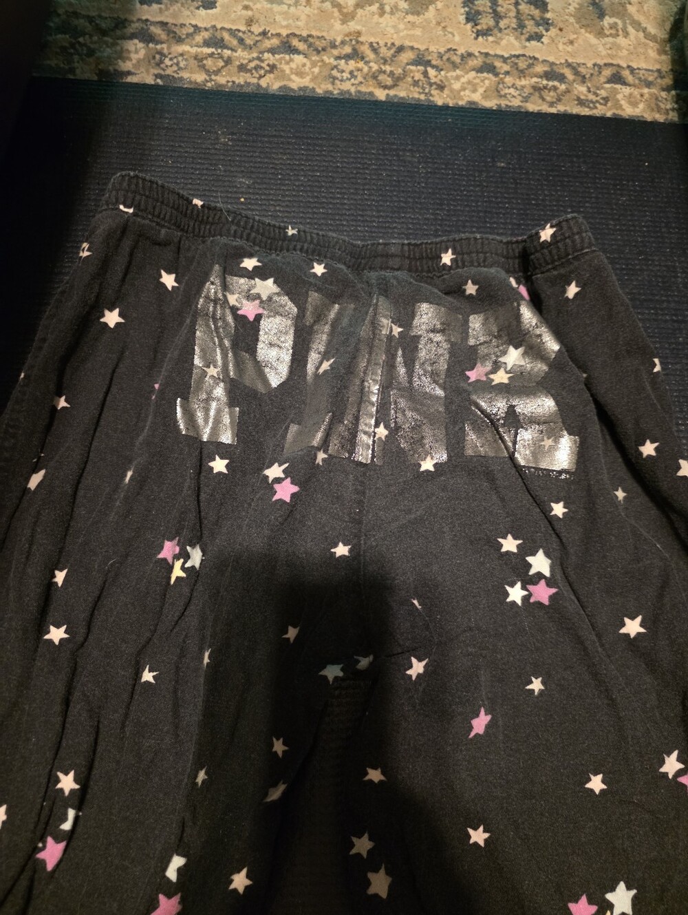PINK Victoria's Secret Black Star Print Joggers